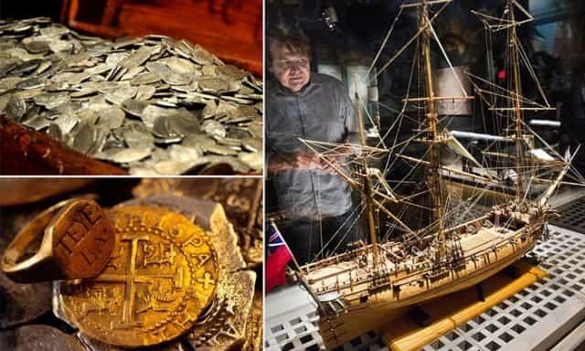 Пушки, монеты и судовой колокол с пиратского корабля