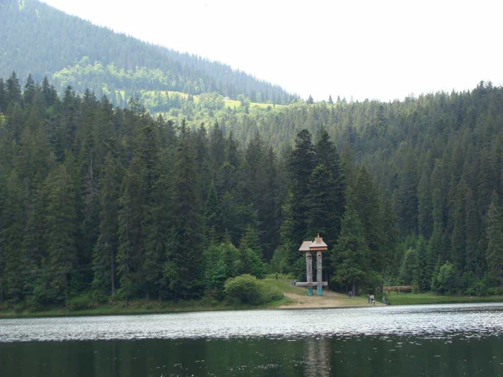 Озеро в карпатских лесах